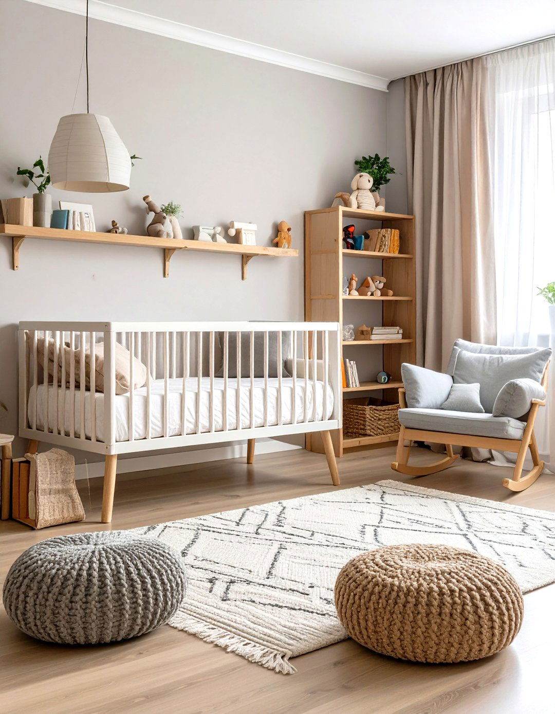 Montessori Floor Bed and Low Shelves - 25 neutral nursery ideas