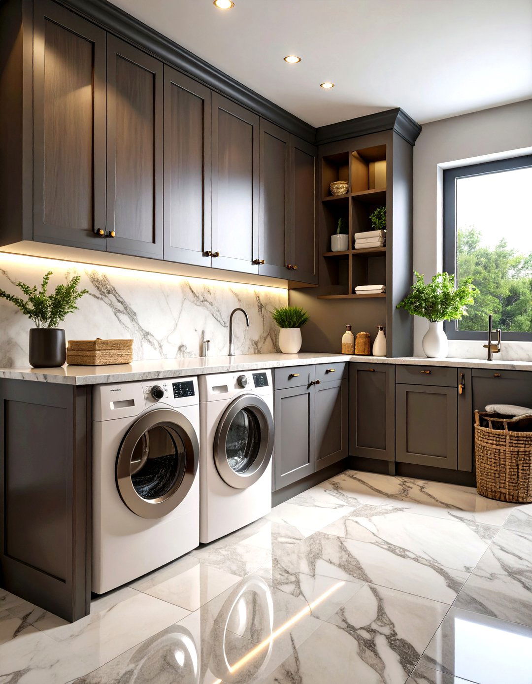 Moody Marble Countertop Laundry Room - 25 dark & moody laundry room ideas