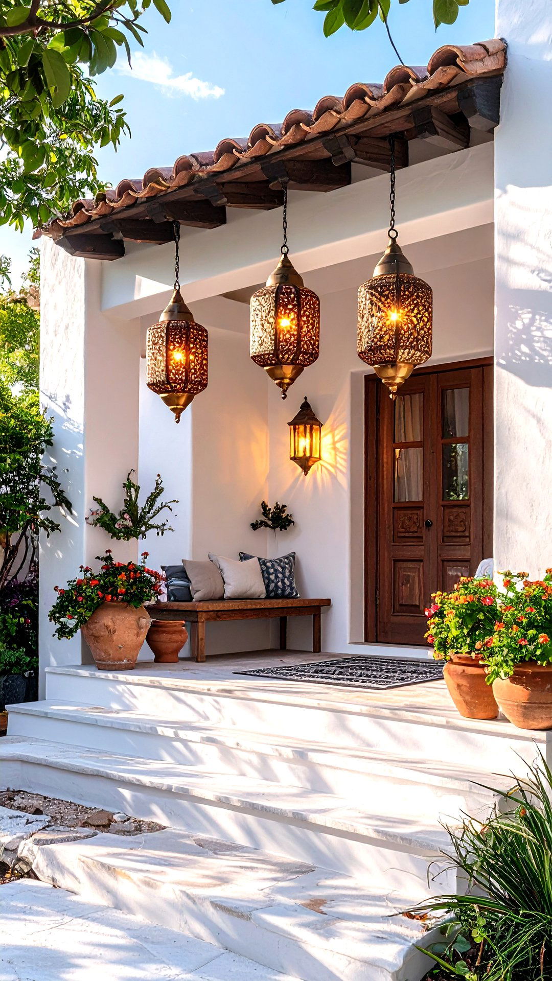 Moroccan Lantern Glow Welcomes at the Boho House Exterior - 25 boho house exterior ideas