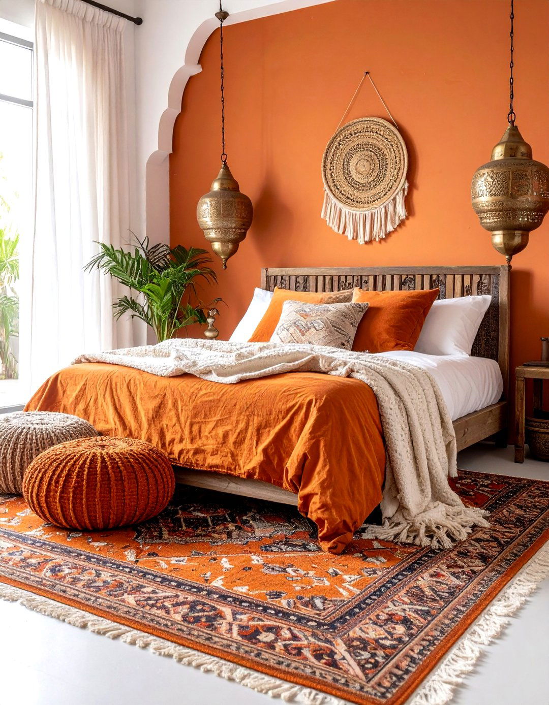 Moroccan Spice Textiles Add Nomadic Flair - 25 orange bedroom ideas