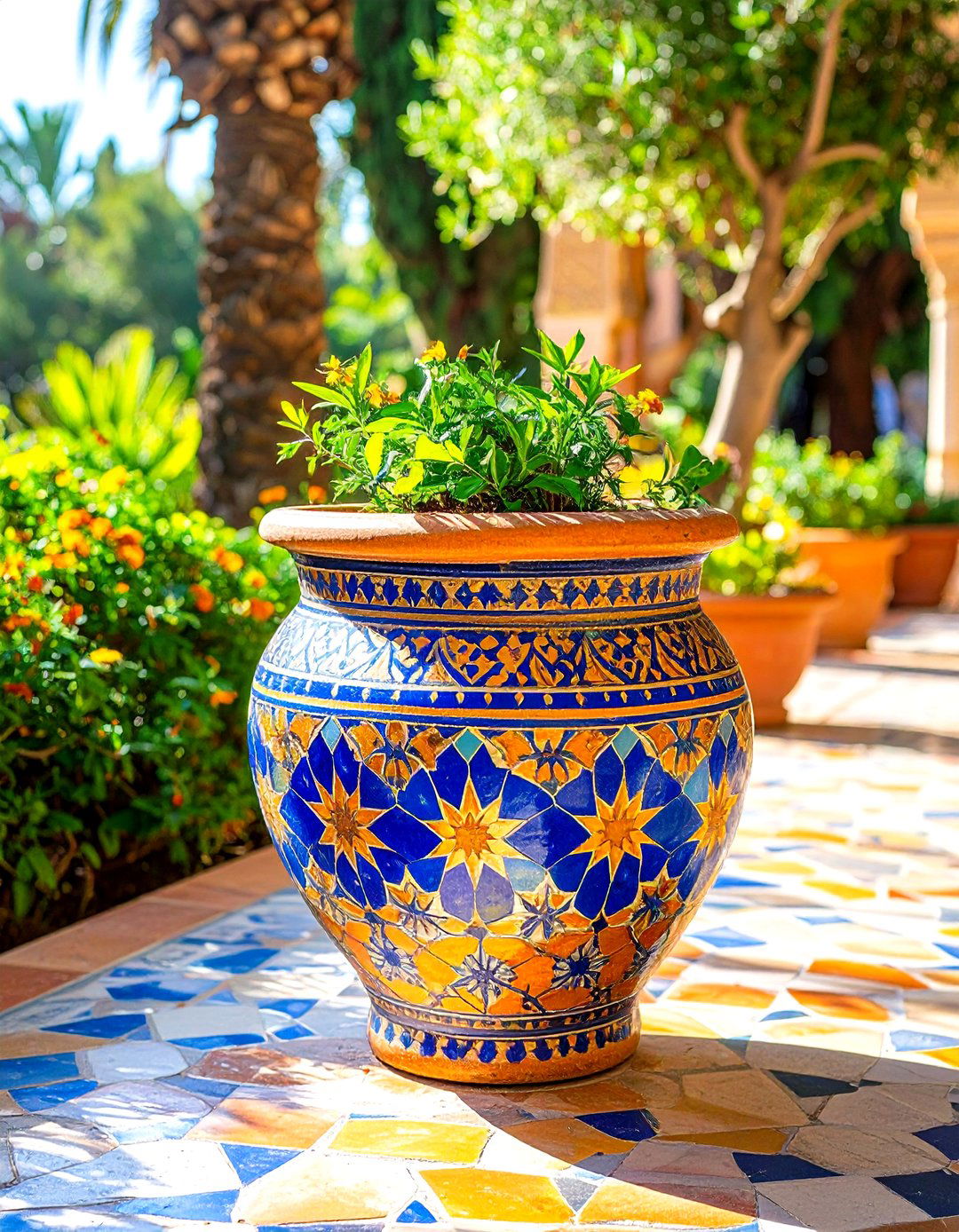 Moroccan Tile Painted Pot - 25 painted pot ideas
