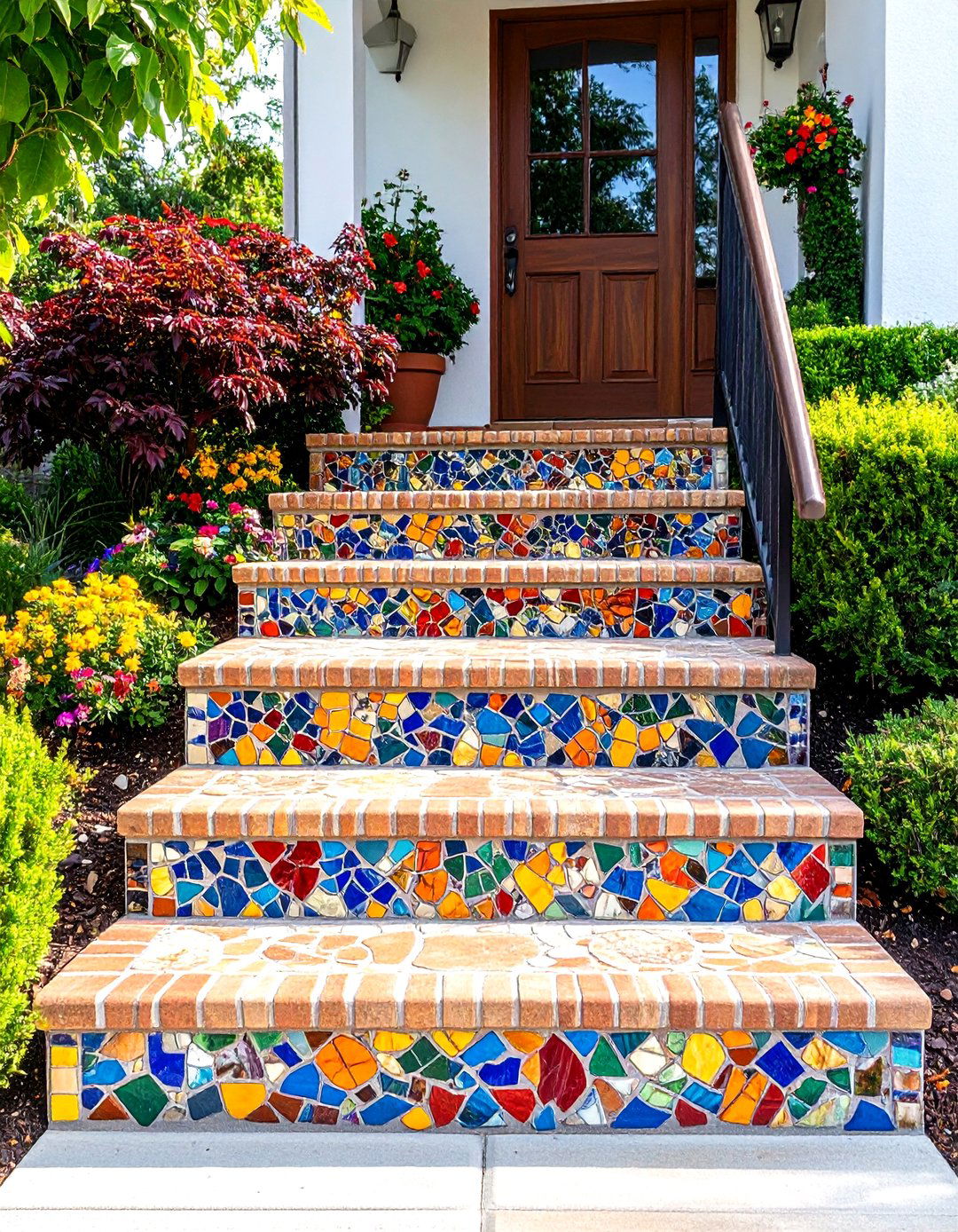Mosaic Art Pattern Front Steps - 25 front step ideas