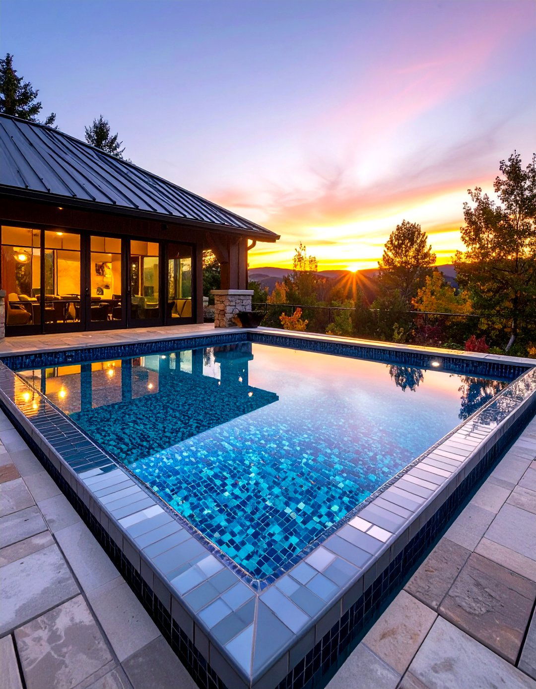 Mosaic Tile Facade Adds Artistic Flair - 25 above ground pool ideas