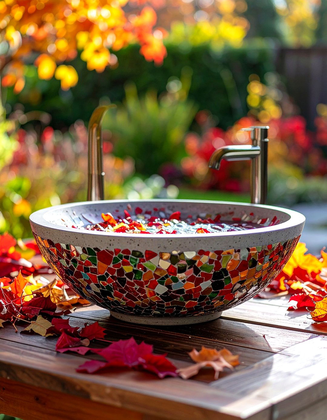 Mosaic Tiled Concrete Outdoor Sink - 25 outdoor sink ideas