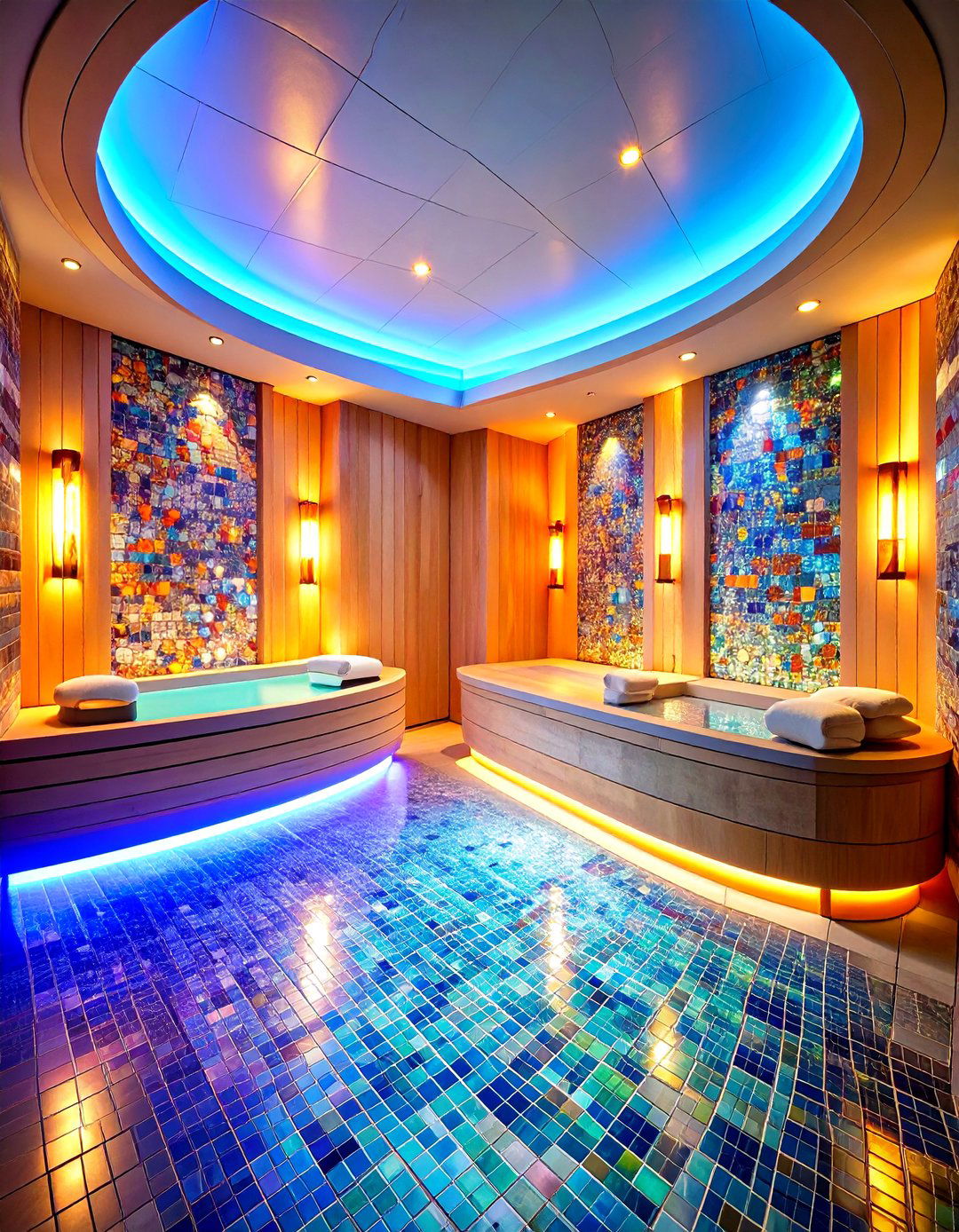 Mosaic Tiled Steam Hybrid Sauna for Spa Luxe - 25 outdoor sauna ideas
