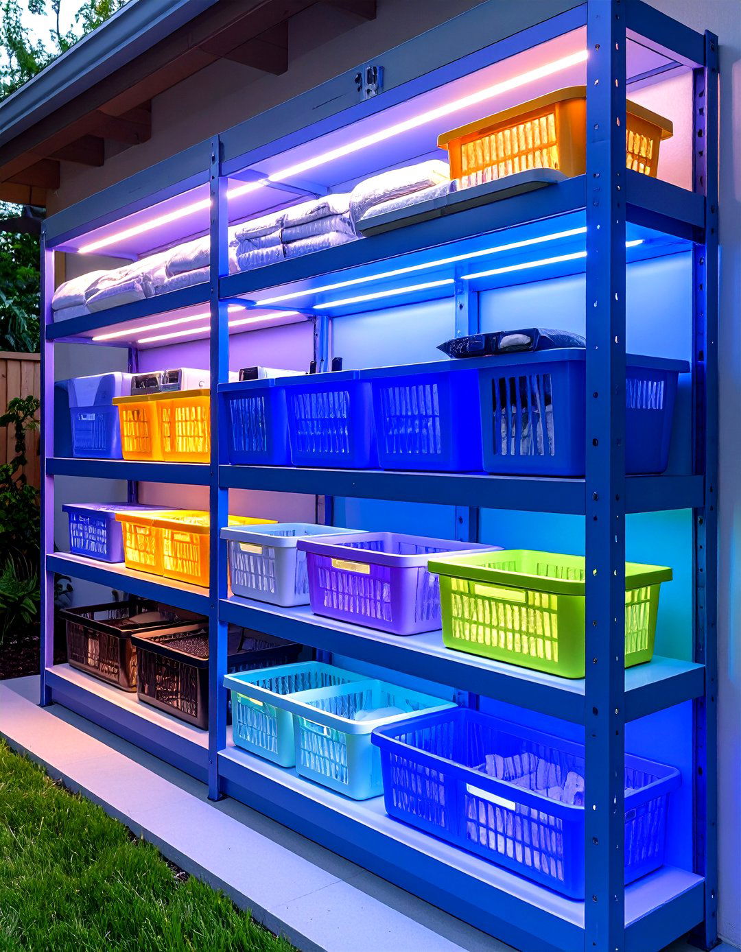 Motion Activated Shelf Lighting - 25 outdoor laundry area design ideas