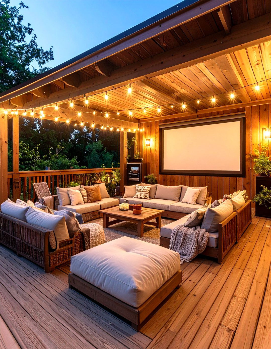 Movie Night Alcove on Covered Deck - 25 partially covered deck ideas