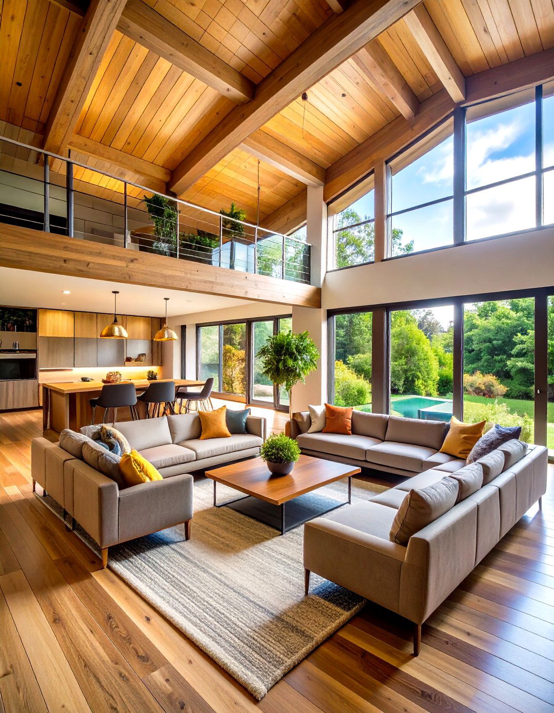 Multi Level Seating Arrangement For Dynamic Flow - 25 open concept vaulted ceiling living room ideas