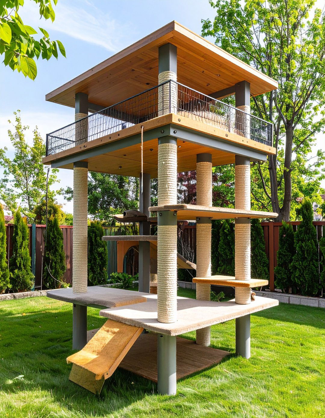 Multi Level Skywalks Steel System Cat Tree - 25 outdoor cat tree ideas