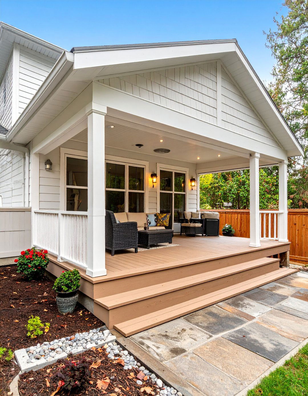 Multi Season Covered Porch with Retractable Screens - 25 covered porch ideas