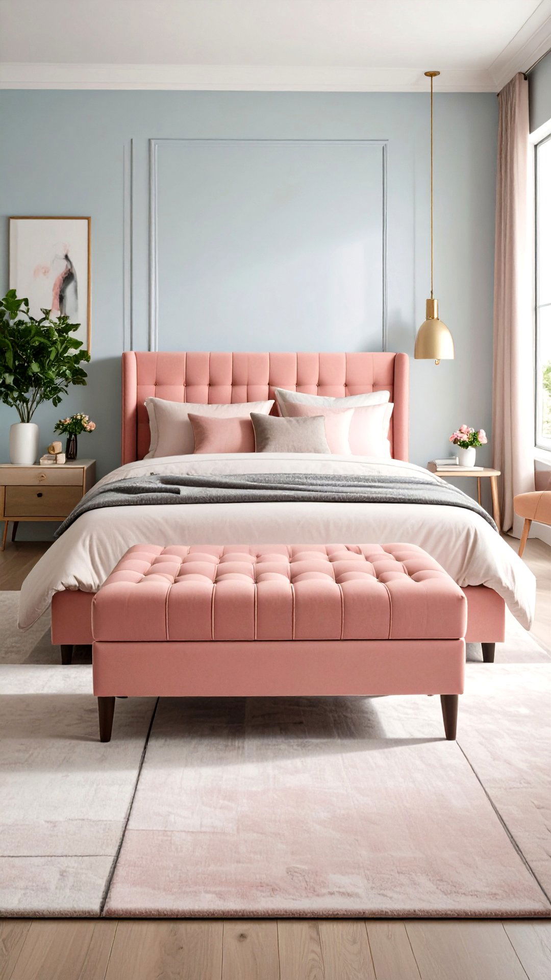 Multifunctional Blush Storage Ottoman - 25 blush pink bedroom ideas