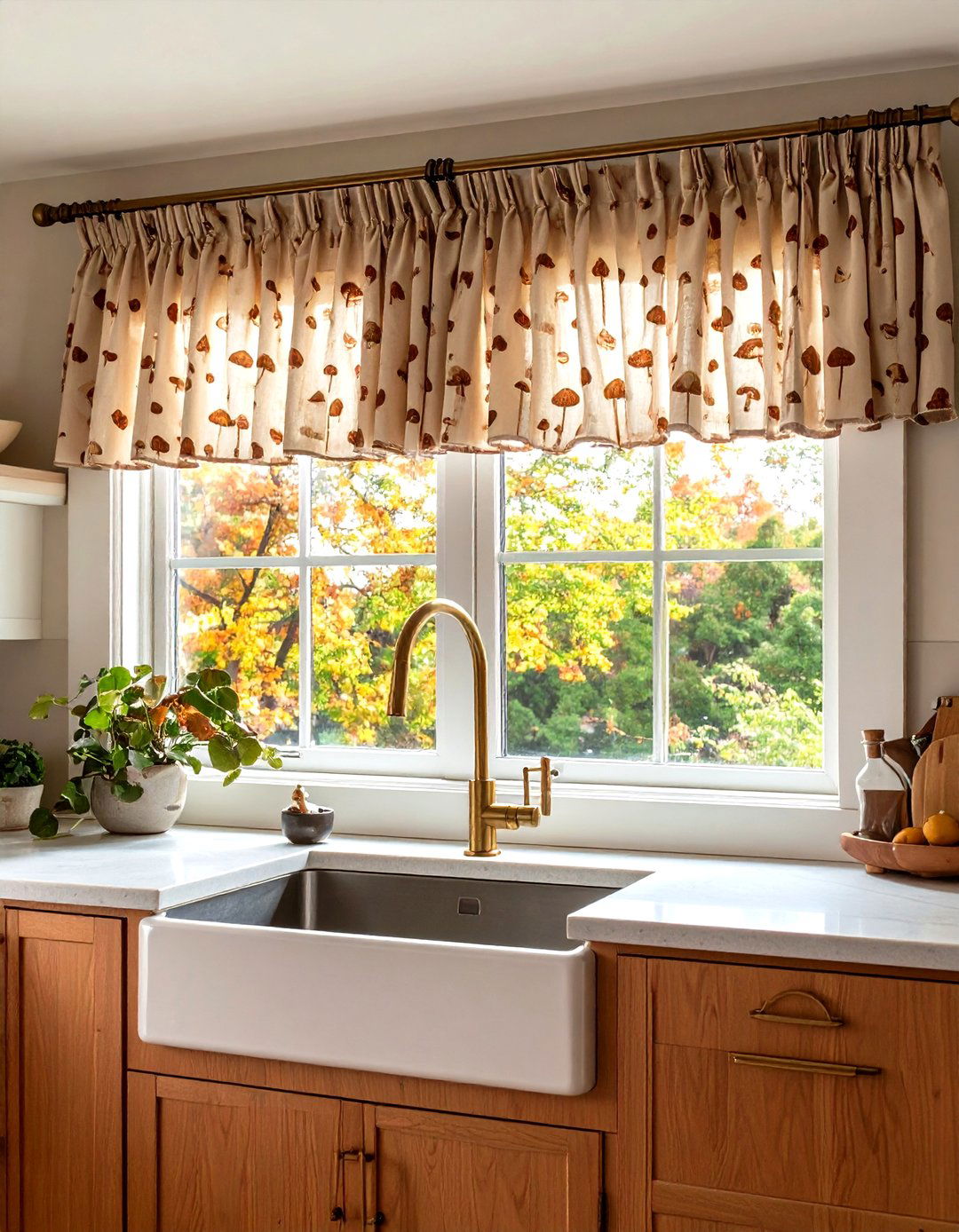 Mushroom Print Curtains Infuse Whimsy into a s Kitchen - 25 70s kitchen ideas