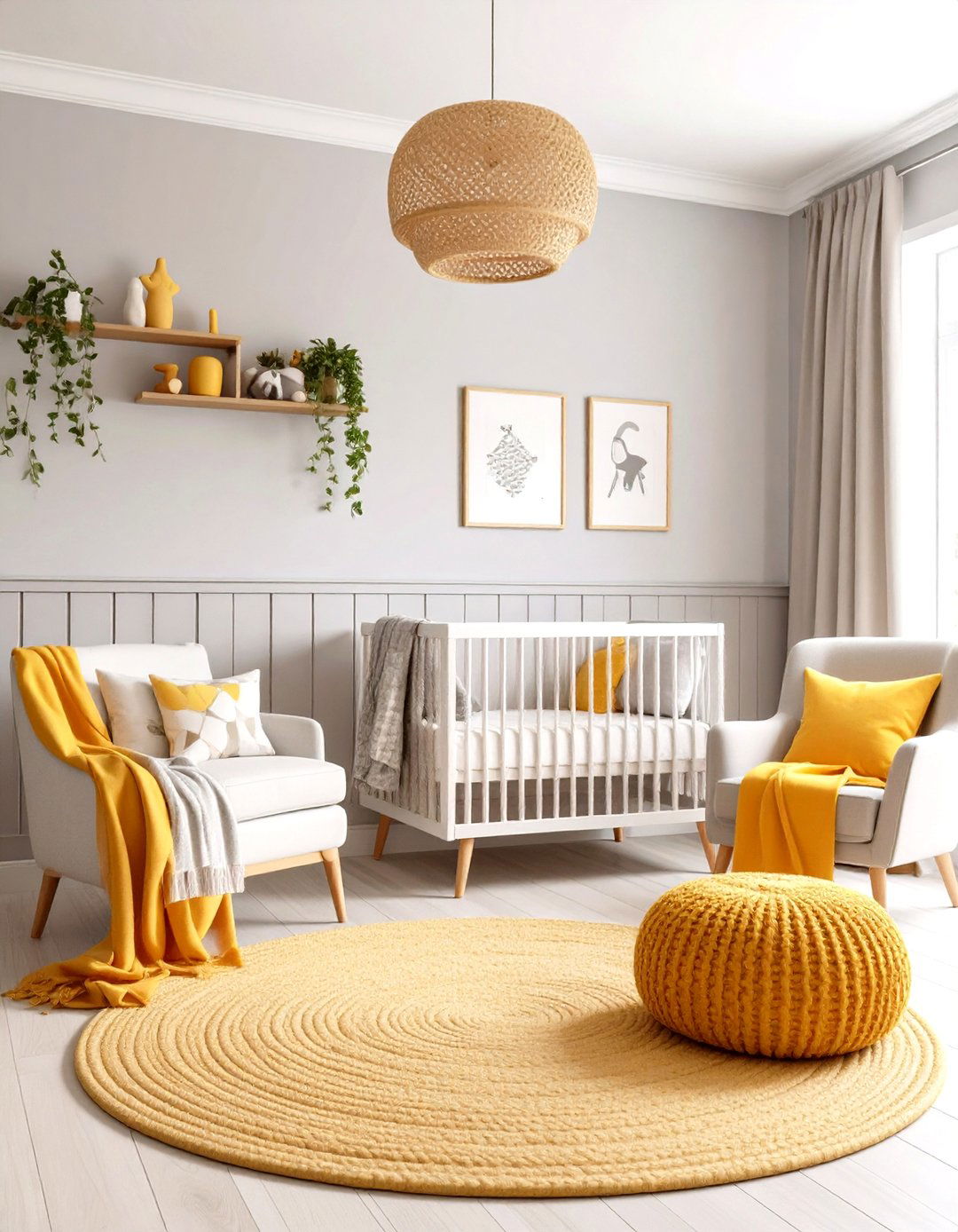 Mustard and Gray Cheerful Nursery Color - 25 nursery color ideas