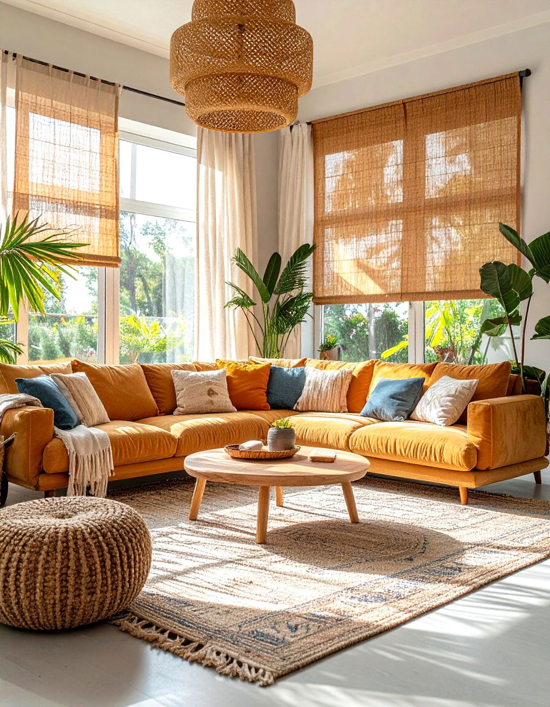 Natural Fiber Shades Regulate Light Gracefully - 25 organic modern living room design ideas