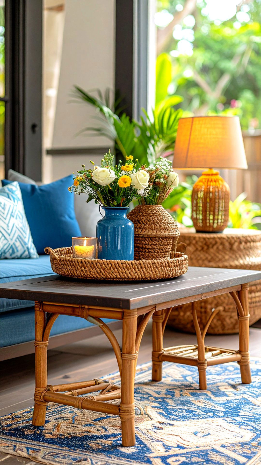 Natural Rattan and Cane Accents on the Console Table - 25 console table decor ideas