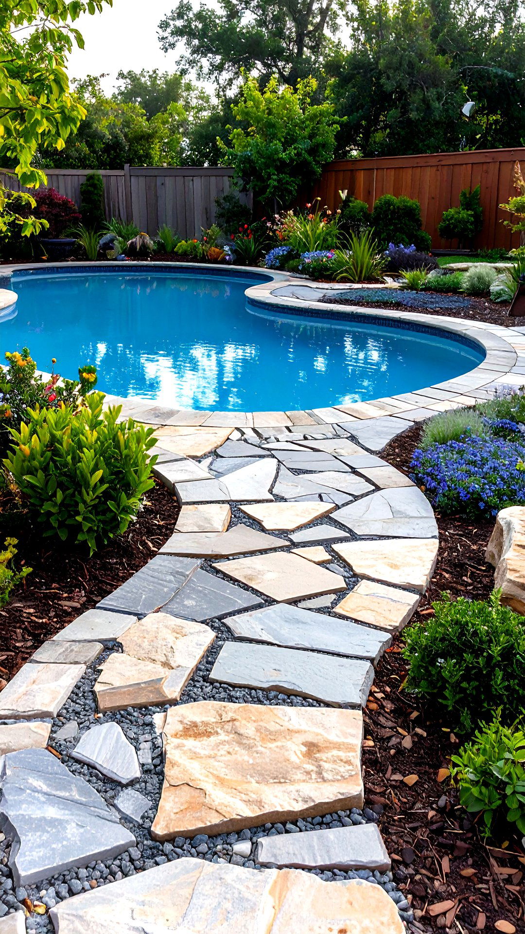 Natural Stone Paver Ring Walkway - 25 above ground pool walkway ideas