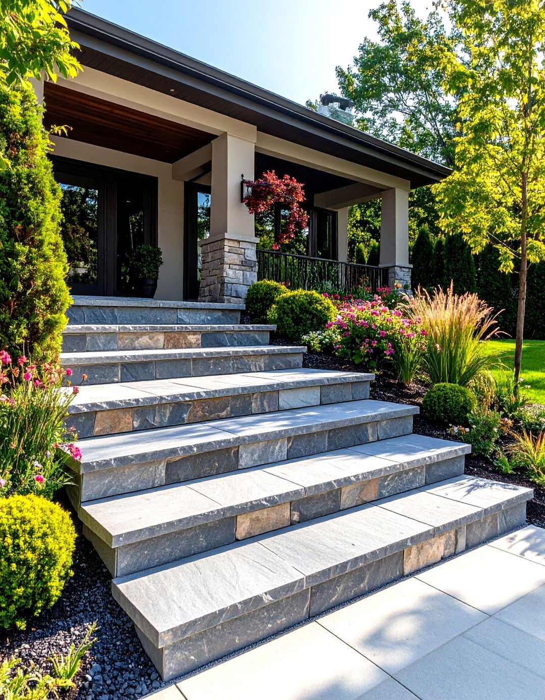 Natural Stone Slab Front Steps - 25 front step ideas