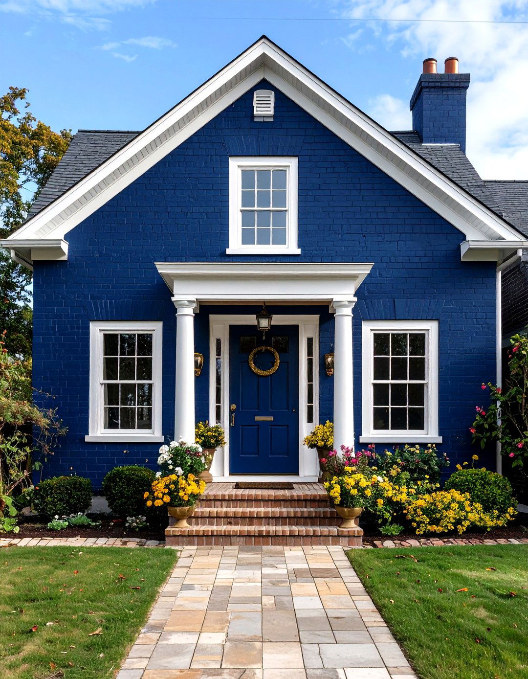 Navy Blue Brick House - 25 painted brick houses