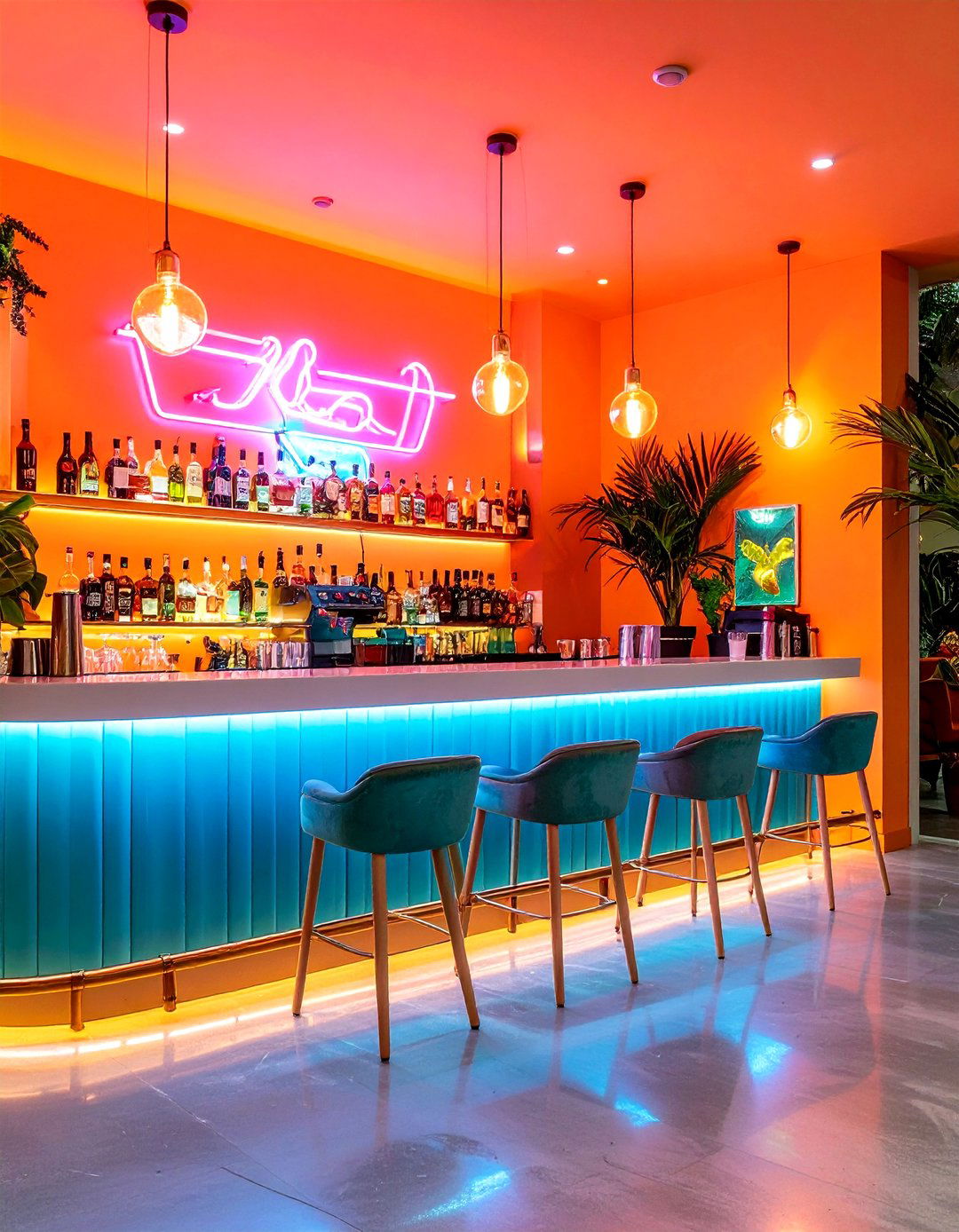 Neon Sign Orange Accent Wall - 25 orange accent wall ideas