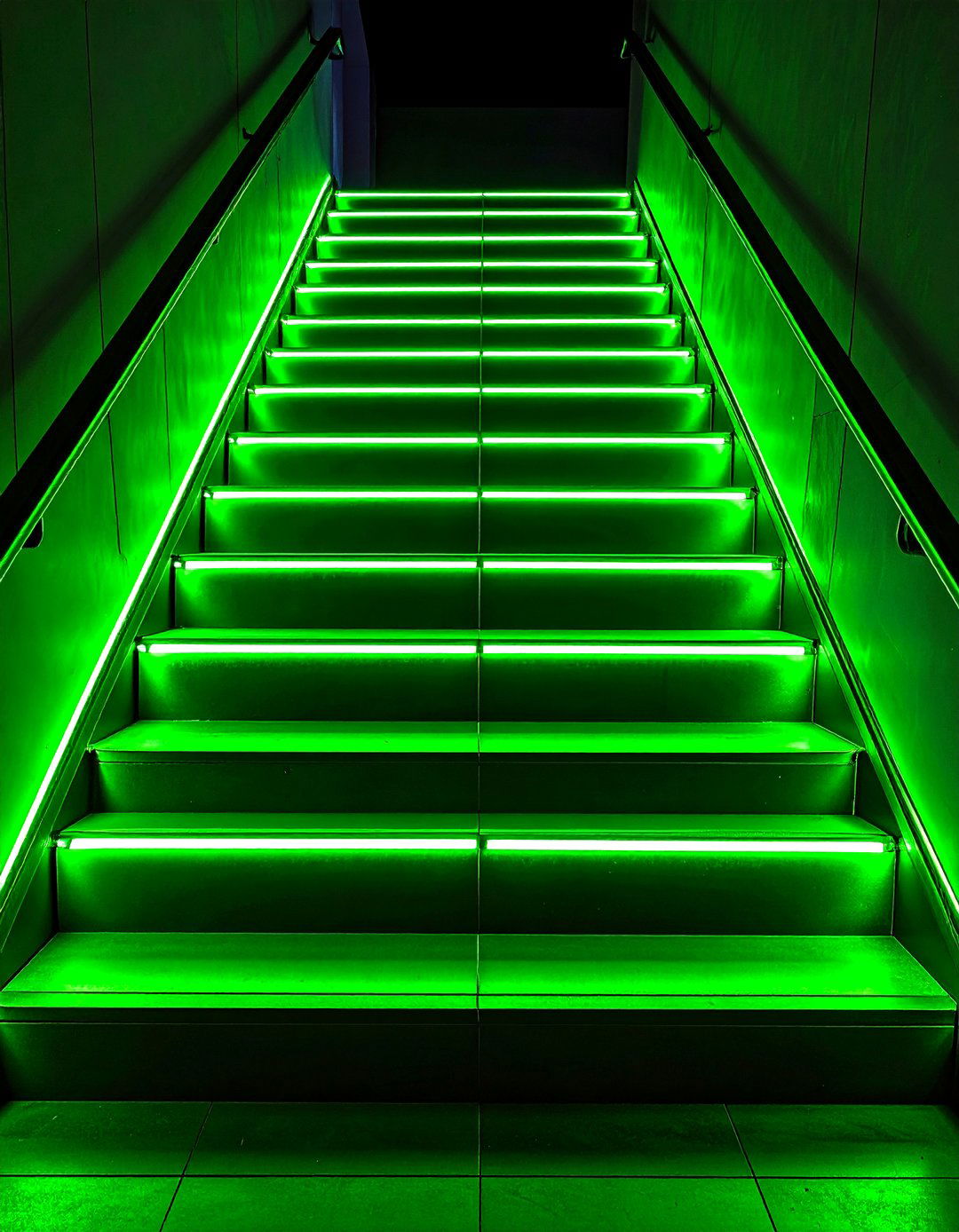 Neon Stripe Painted Stairs Highlight Safety - 25 painted stair ideas