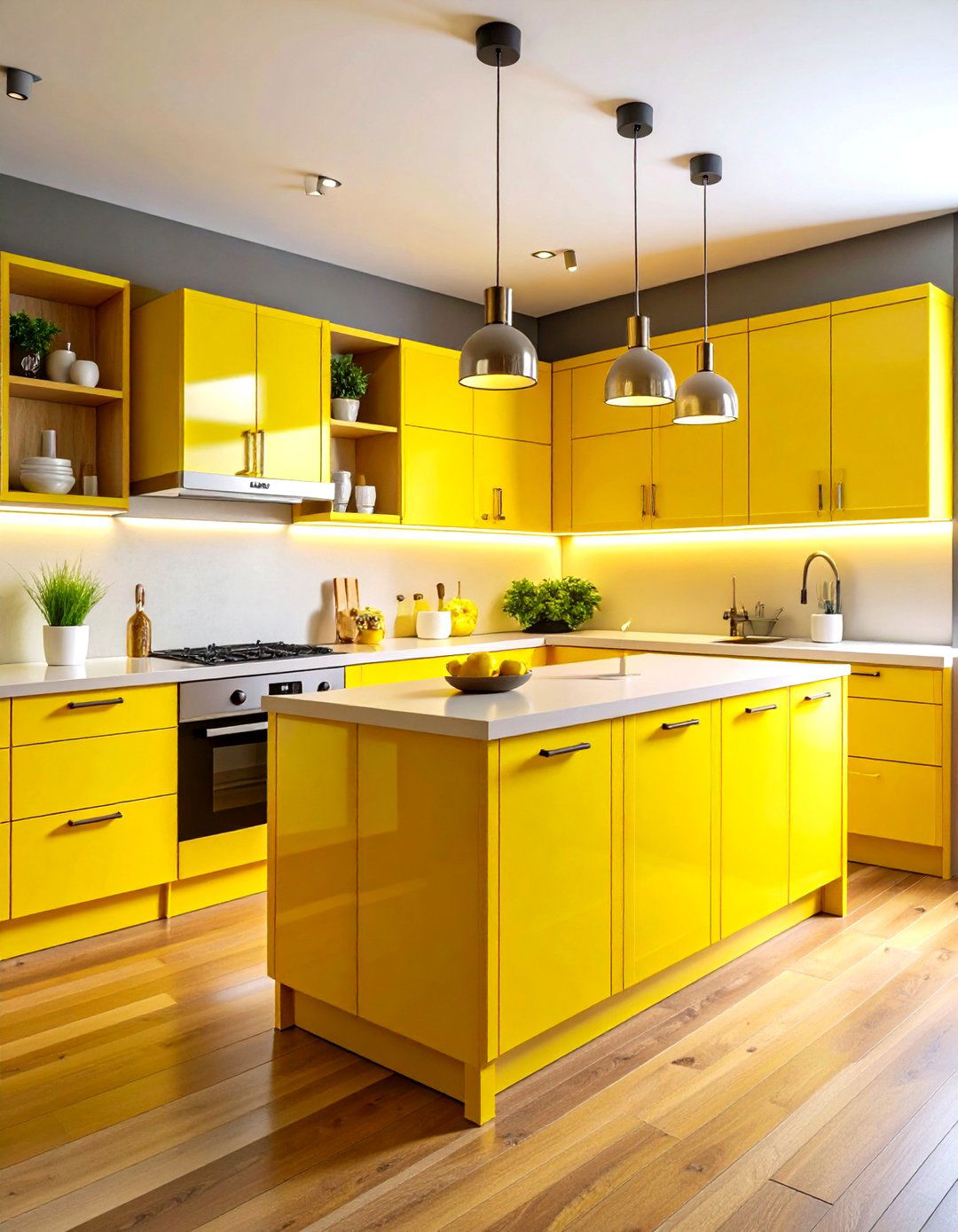 Neon Yellow Base Cabinets - 25 painting kitchen cabinet ideas