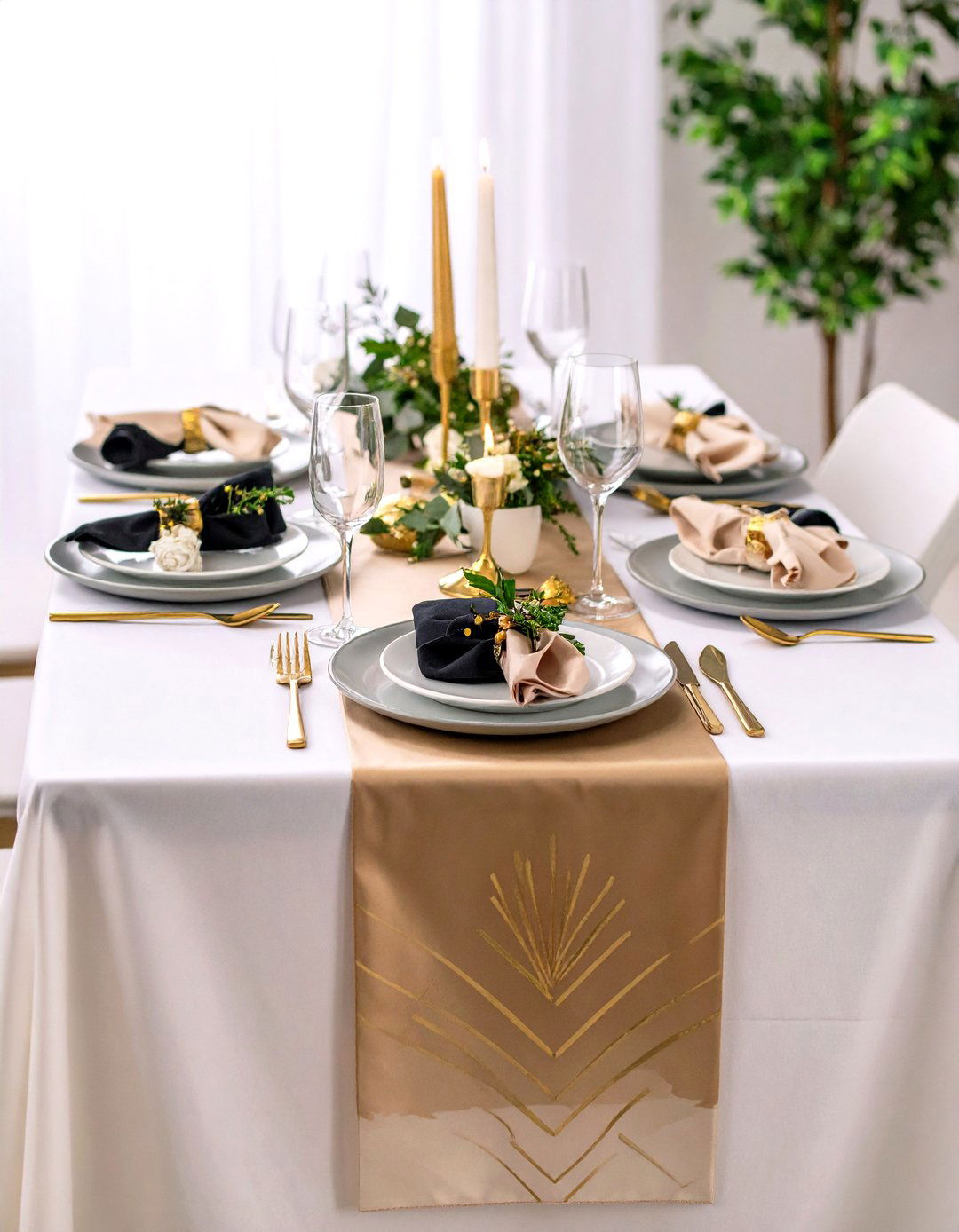 Neutral Ombre Linens With Deco Motifs Offer Subtle Luxe - 25 art deco wedding ideas