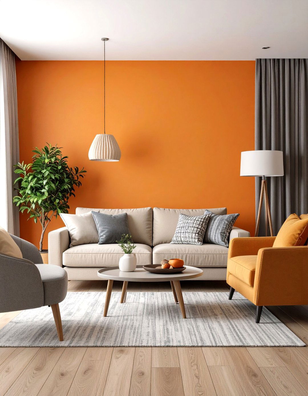 Neutral Paired Orange Accent Wall - 25 orange accent wall ideas