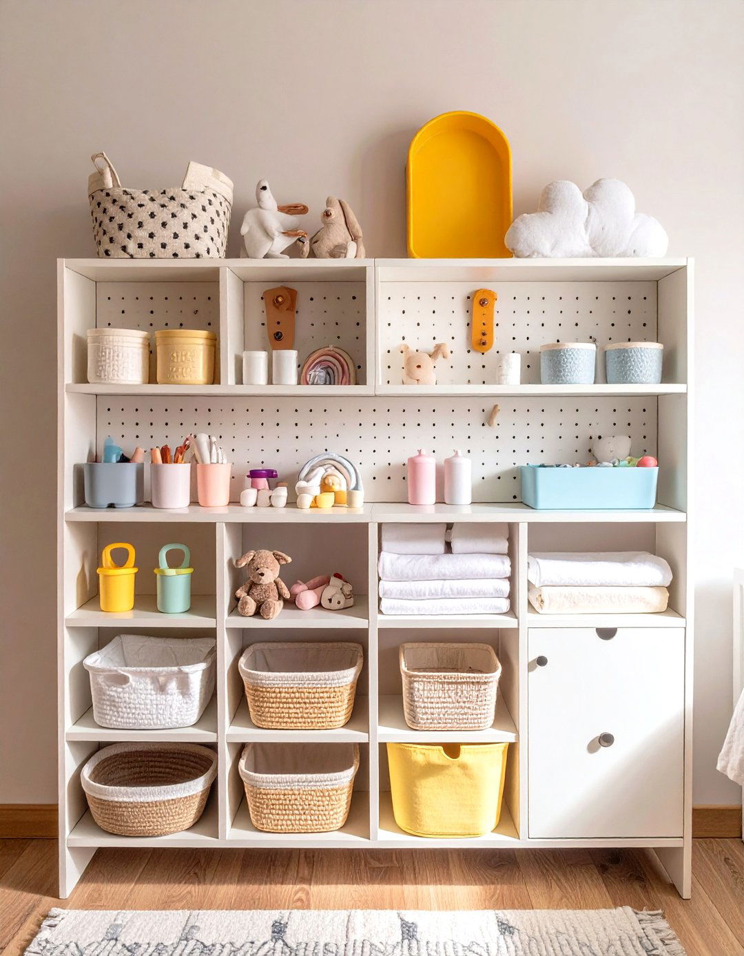 Nursery Pegboard Command Center - 25 nursery storage ideas