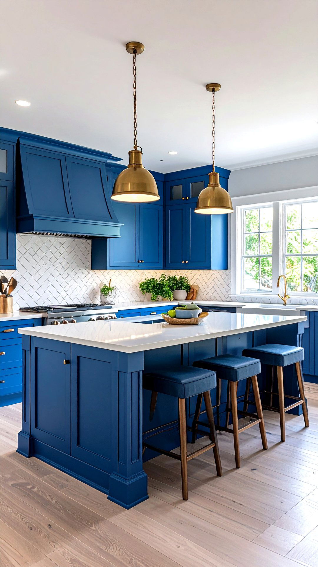 Ocean Blue Feature Island Makes Waves - 25 coastal kitchen ideas