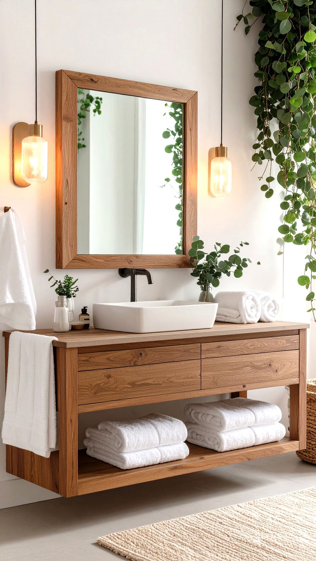 Offset Bathroom Mirrors and Sconces for Spa Like Asymmetrical Balance - 25 asymmetrical balance interior design ideas