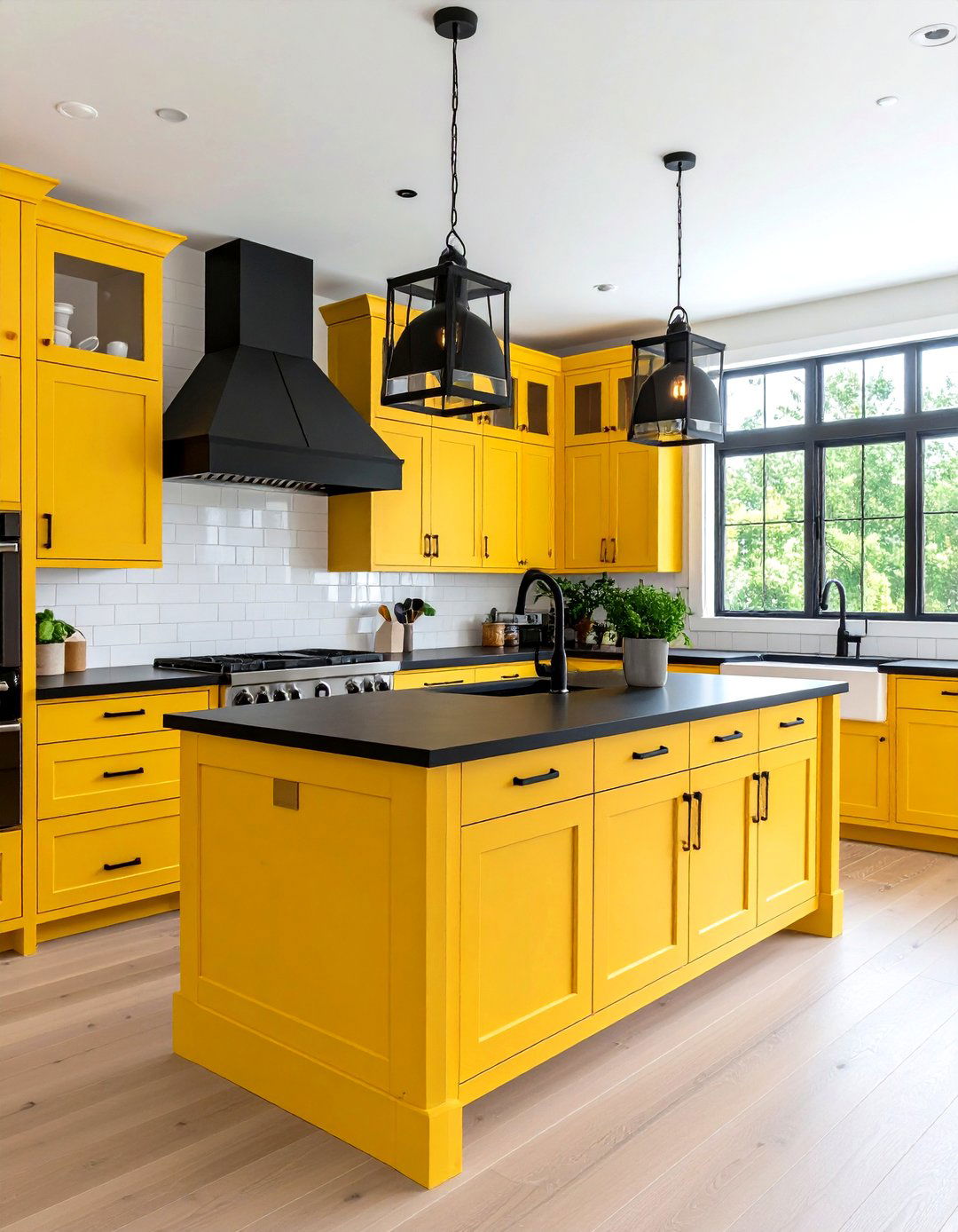 Offset Soft Yellow with Matte Black Fixtures - 25 pale yellow kitchen ideas