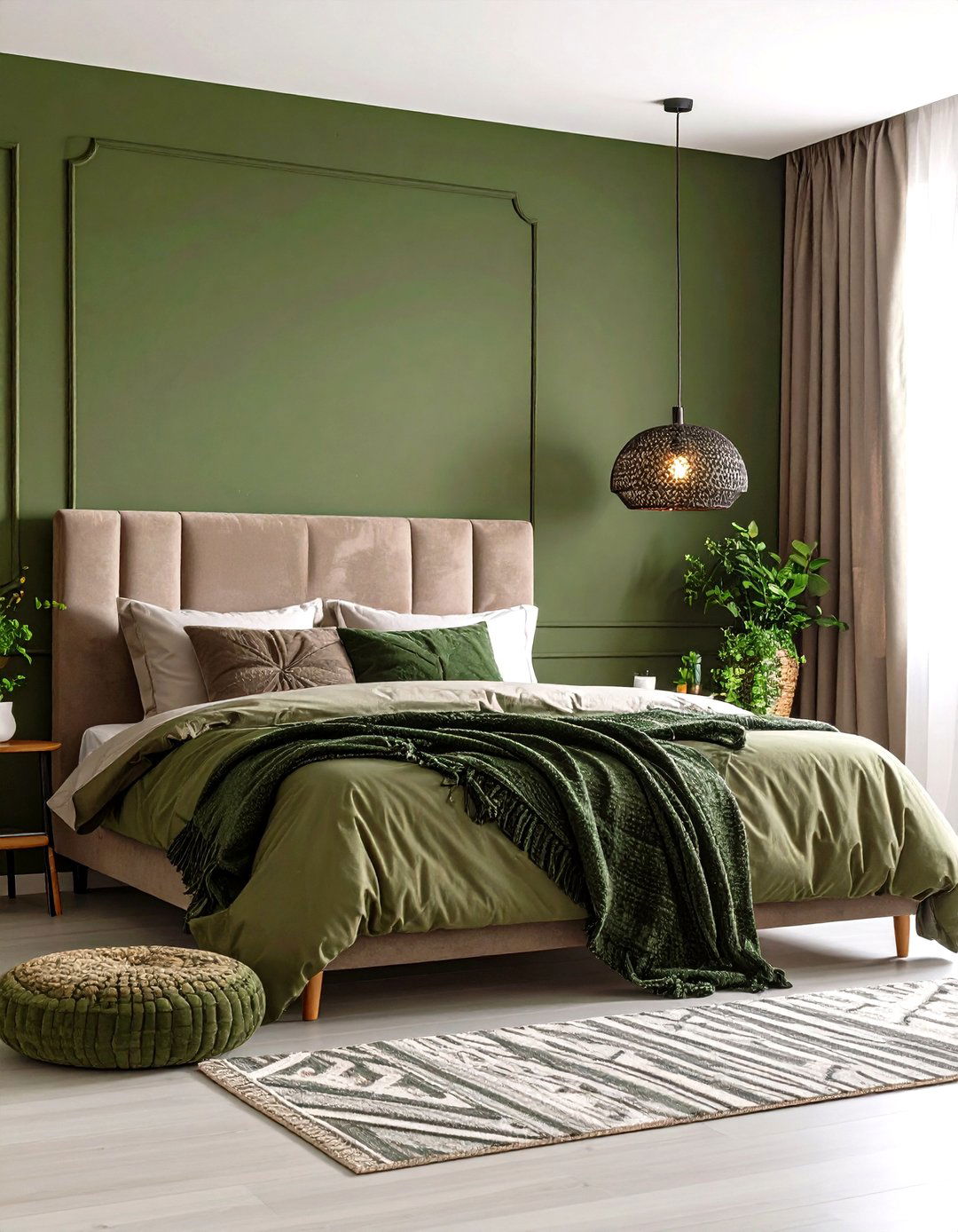 Olive Green Accent Wall for Depth - 25 olive green bedroom ideas