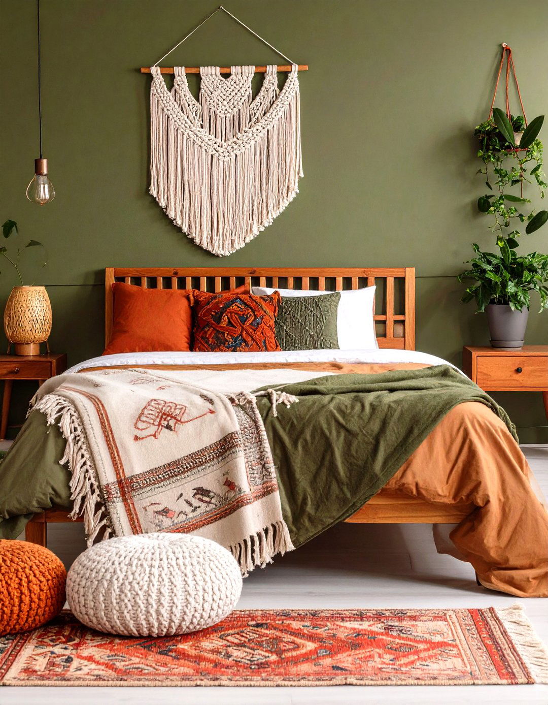 Olive Green Boho Textiles Mix - 25 olive green bedroom ideas