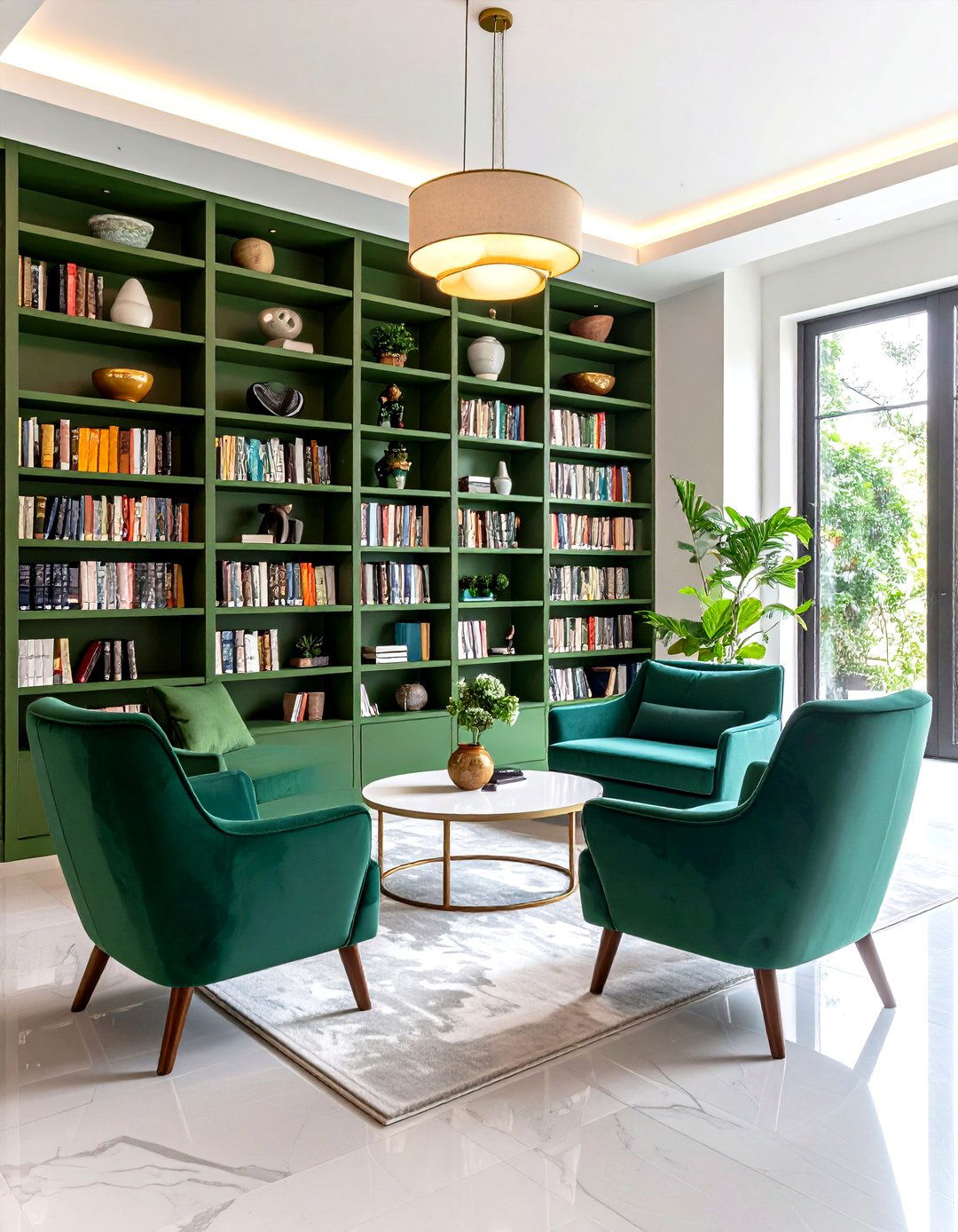 Olive Green Built In Bookcases - 25 olive green room ideas