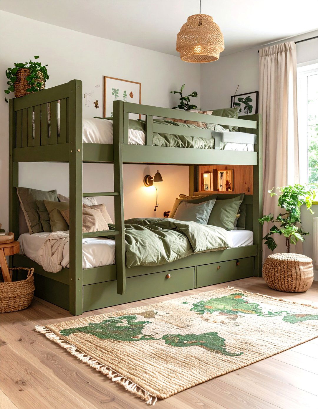 Olive Green Bunk Beds in a Kids Room - 25 olive green bedroom ideas