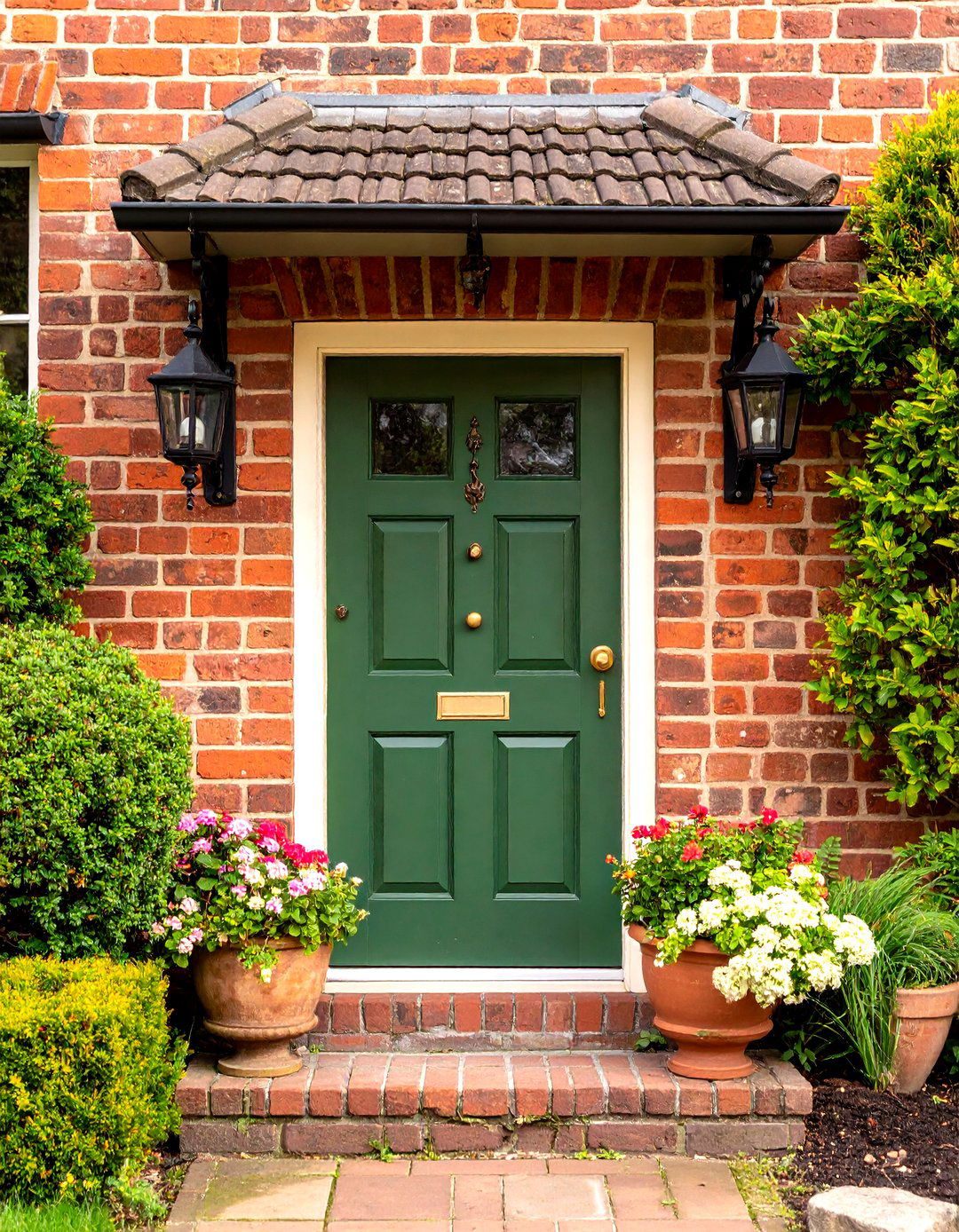Olive Green Front Door with Antique Brick Charm - 25 olive green front door ideas