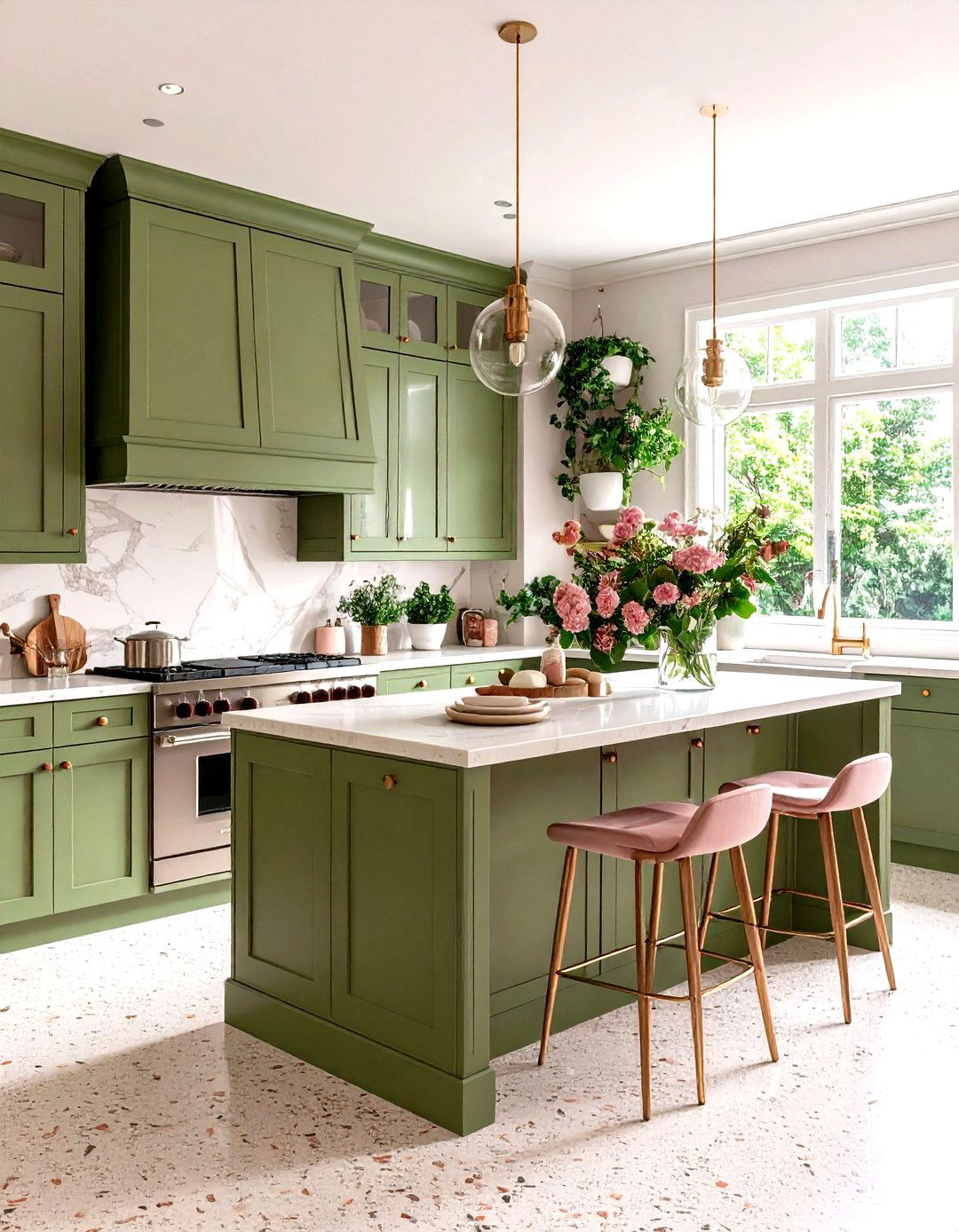 Olive Green Kitchen Featuring Bancha by Farrow and Ball - 25 olive green kitchens