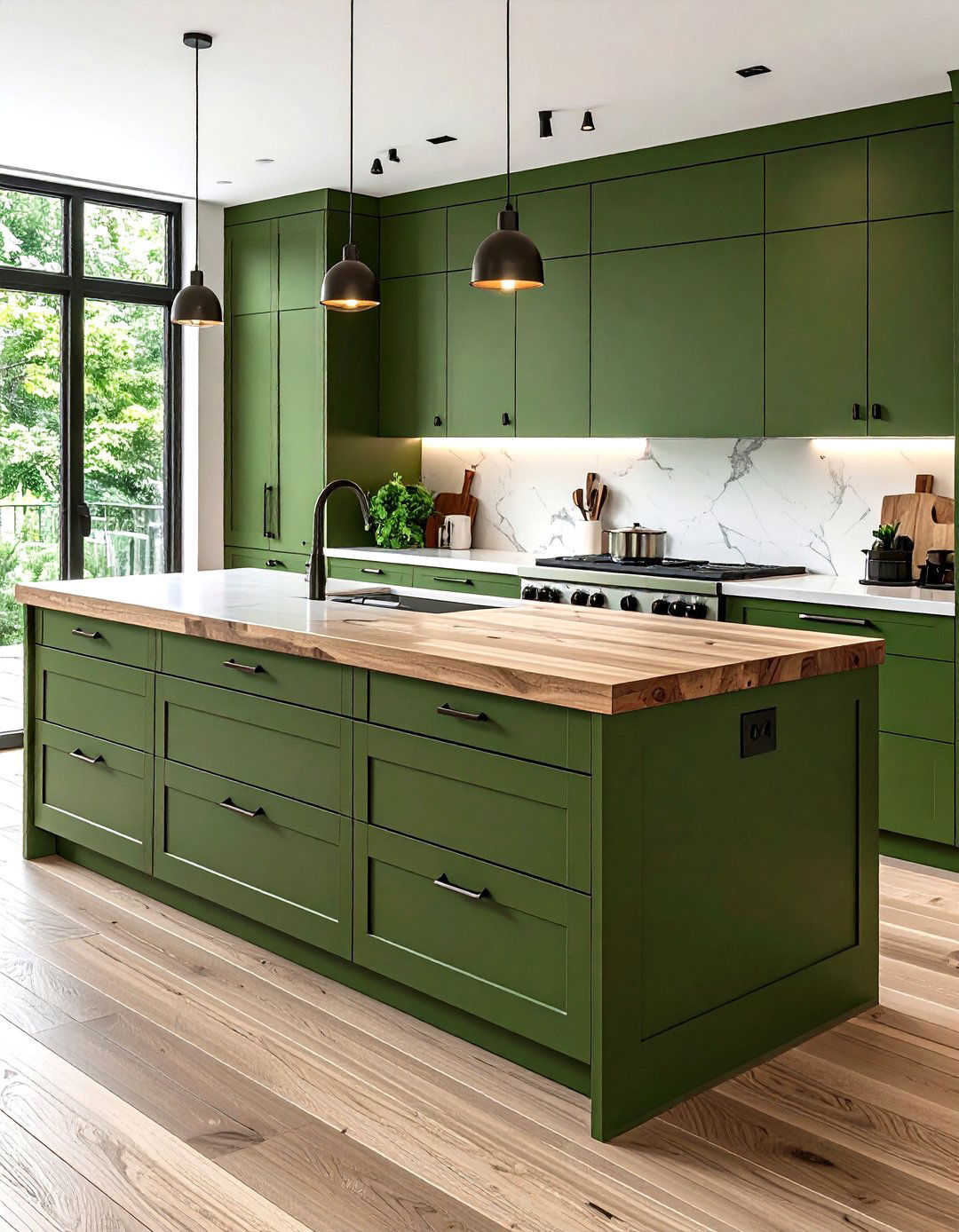 Olive Green Kitchen Island as Statement Piece - 25 olive green kitchens