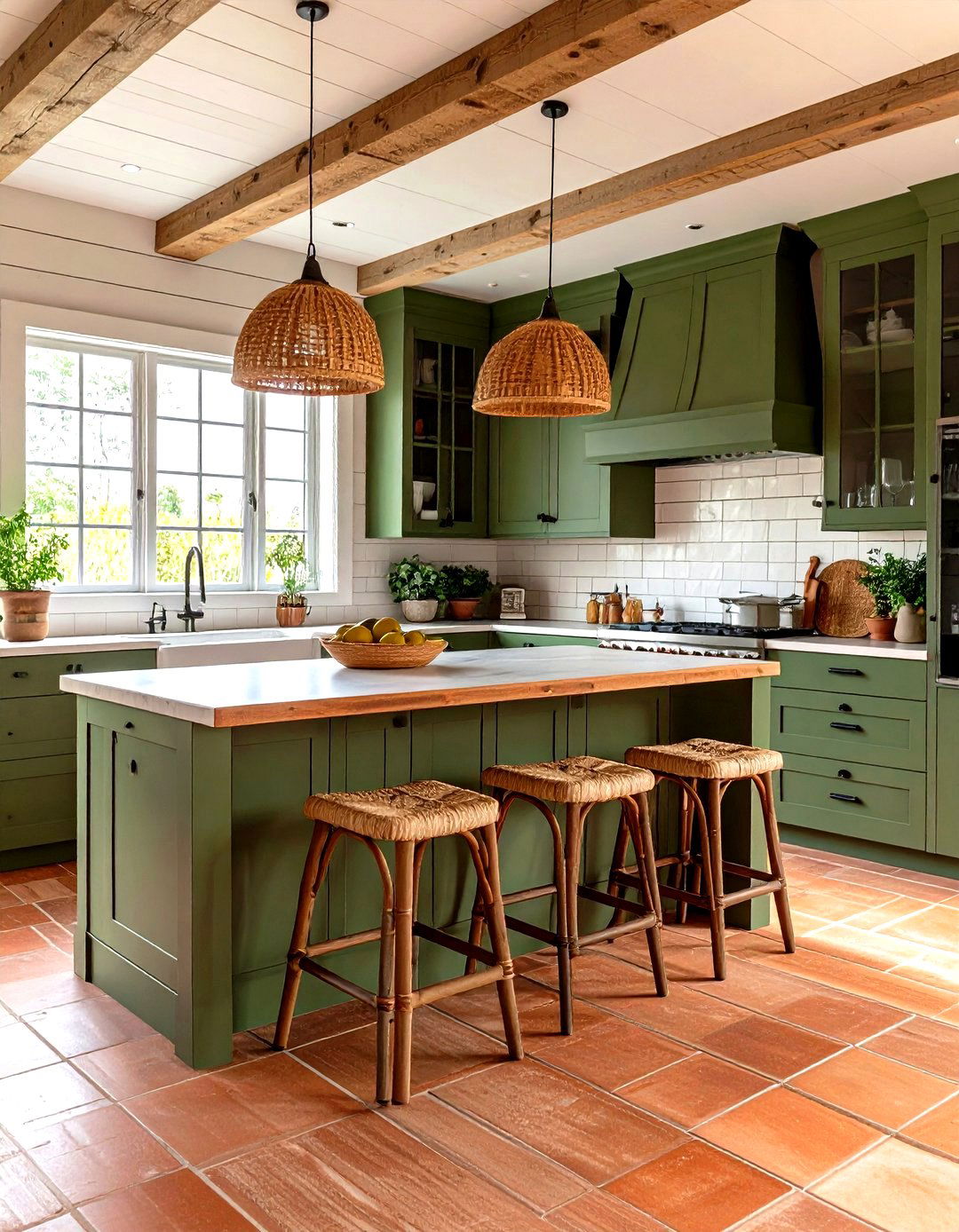 Olive Green Kitchen in Coastal Cottage Setting - 25 olive green kitchens