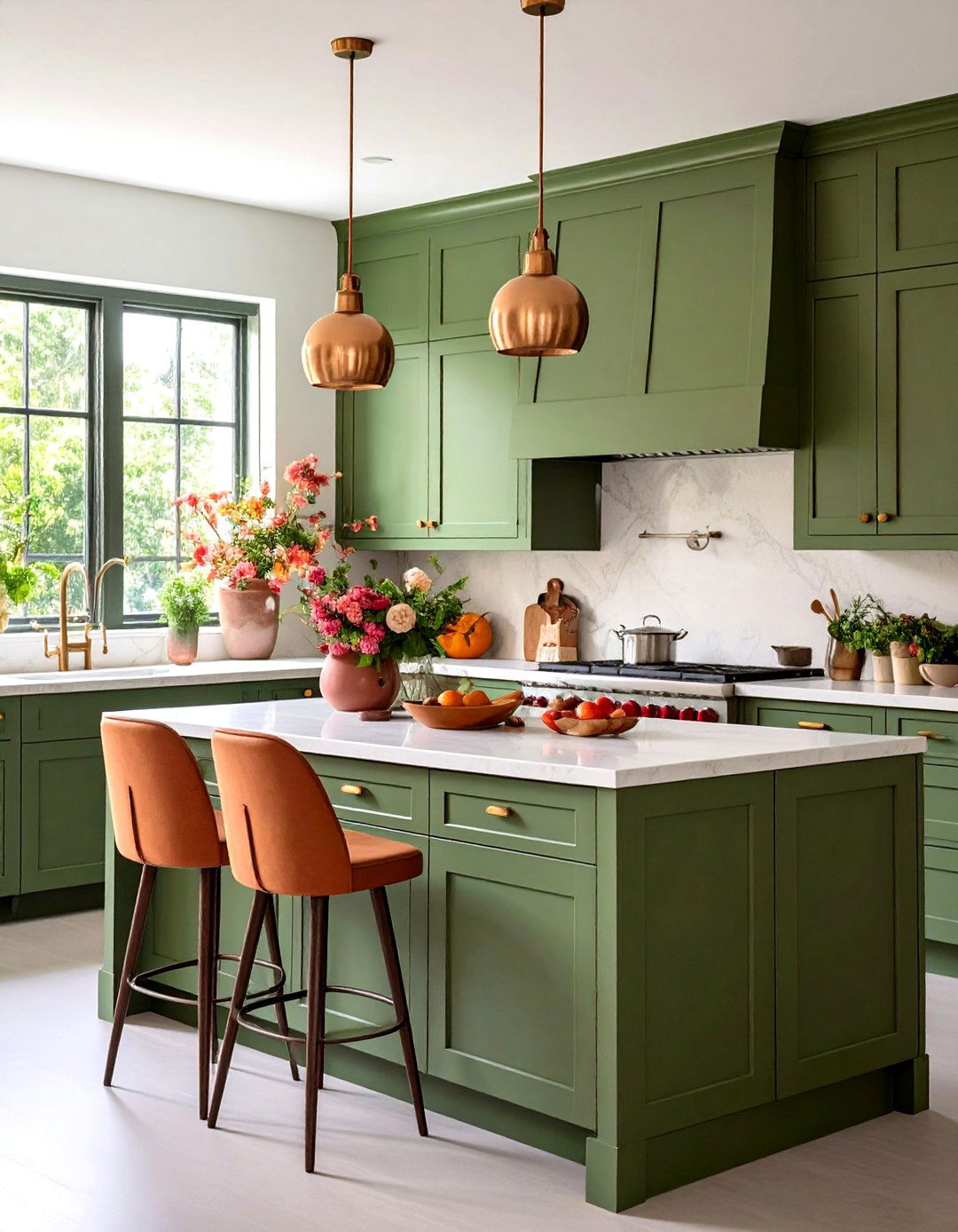 Olive Green Kitchen with Bold Color Pairings - 25 olive green kitchens