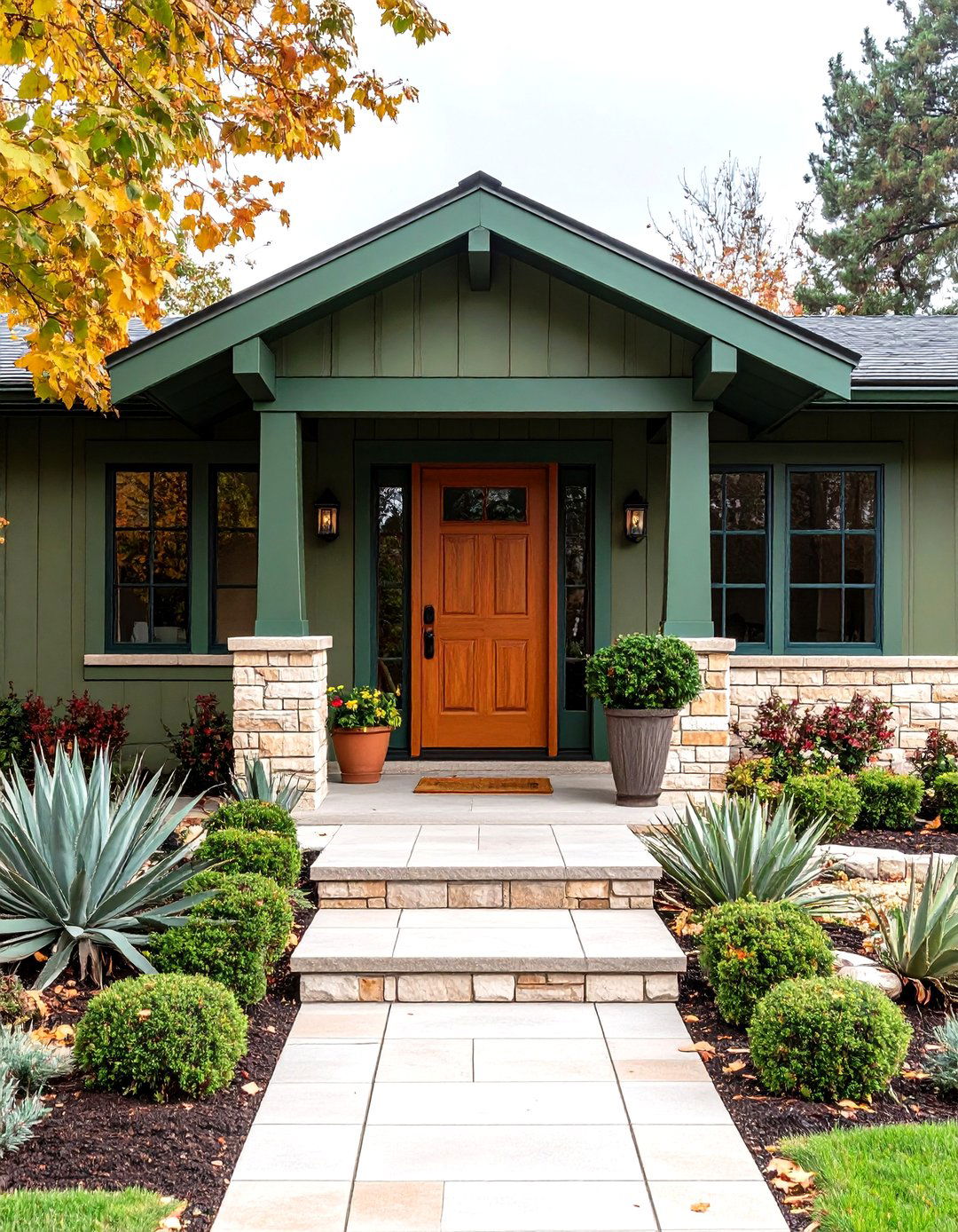 Olive Green Lends Mid Century Charm - 25 exterior house colors & inspiration
