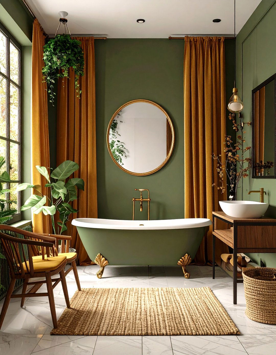 Olive Green Meets Mustard Elegance - 25 olive green room ideas