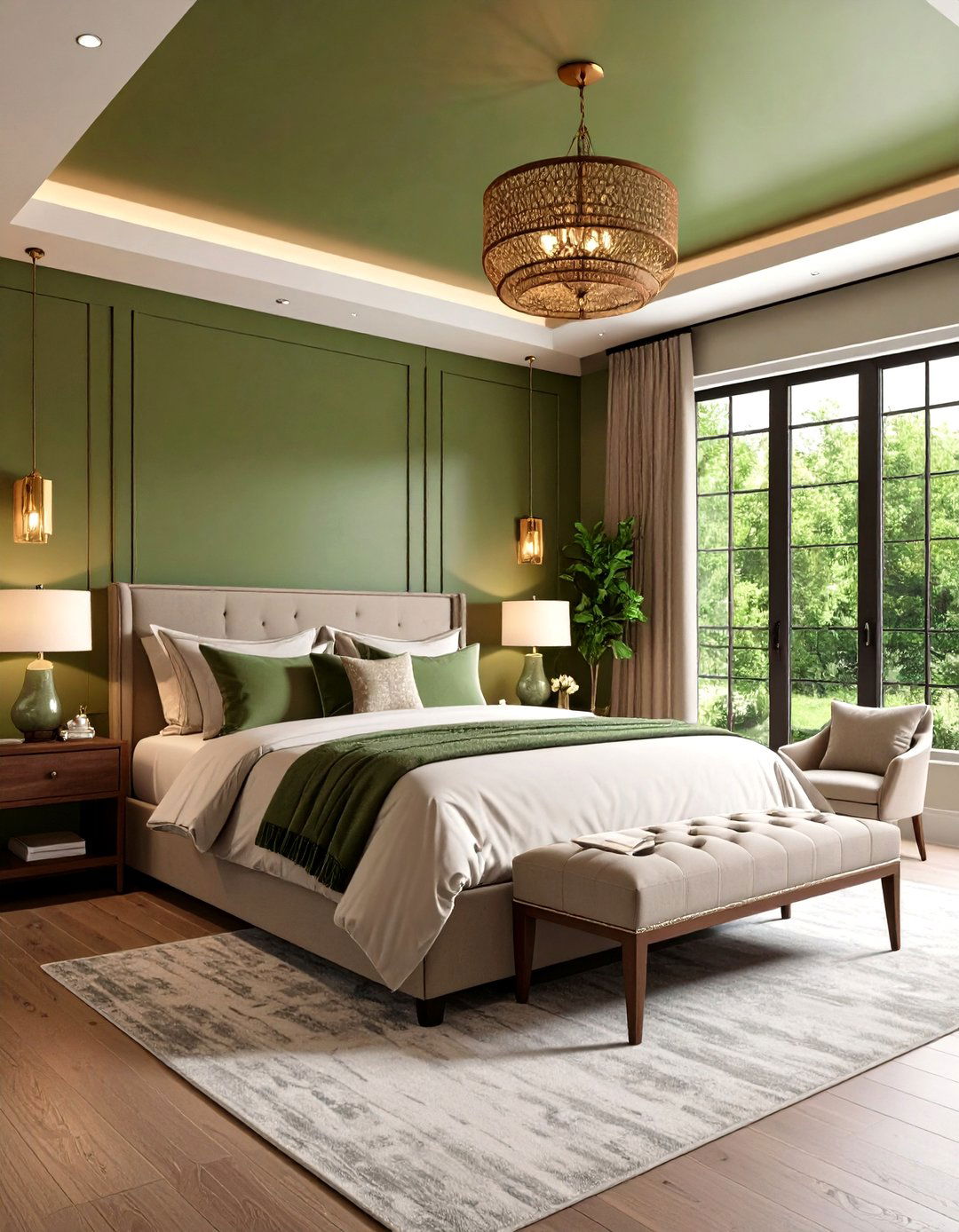 Olive Green Two Tone Walls