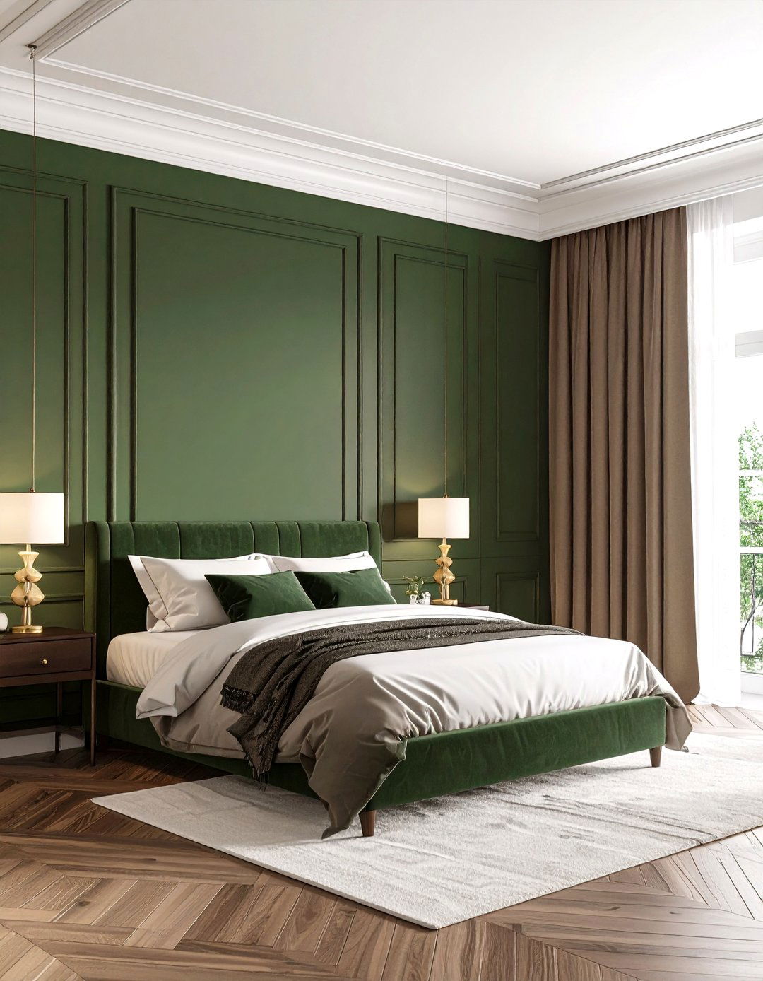 Olive Green Wainscoting with White Upper - 25 olive green bedroom ideas