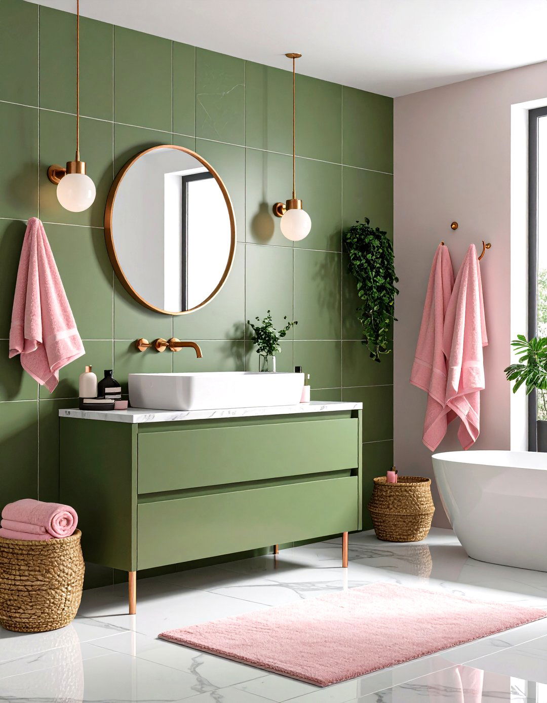 Olive Green and Pink Playfulness - 25 olive green room ideas