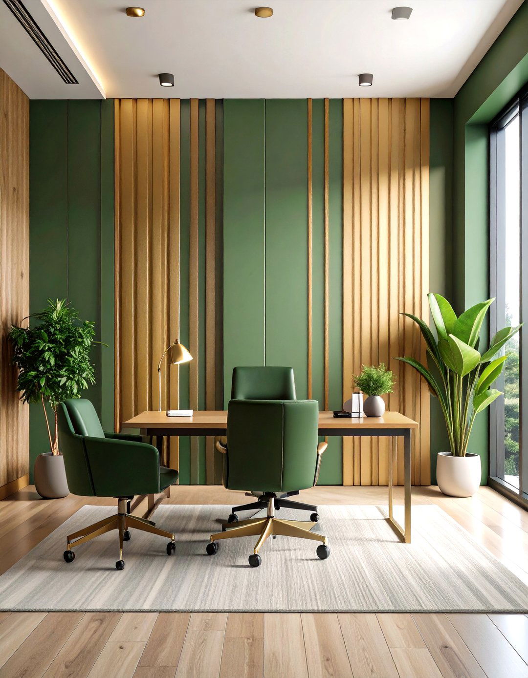 Olive and Gold Pinstripe Stripes - 25 olive green accent wall ideas