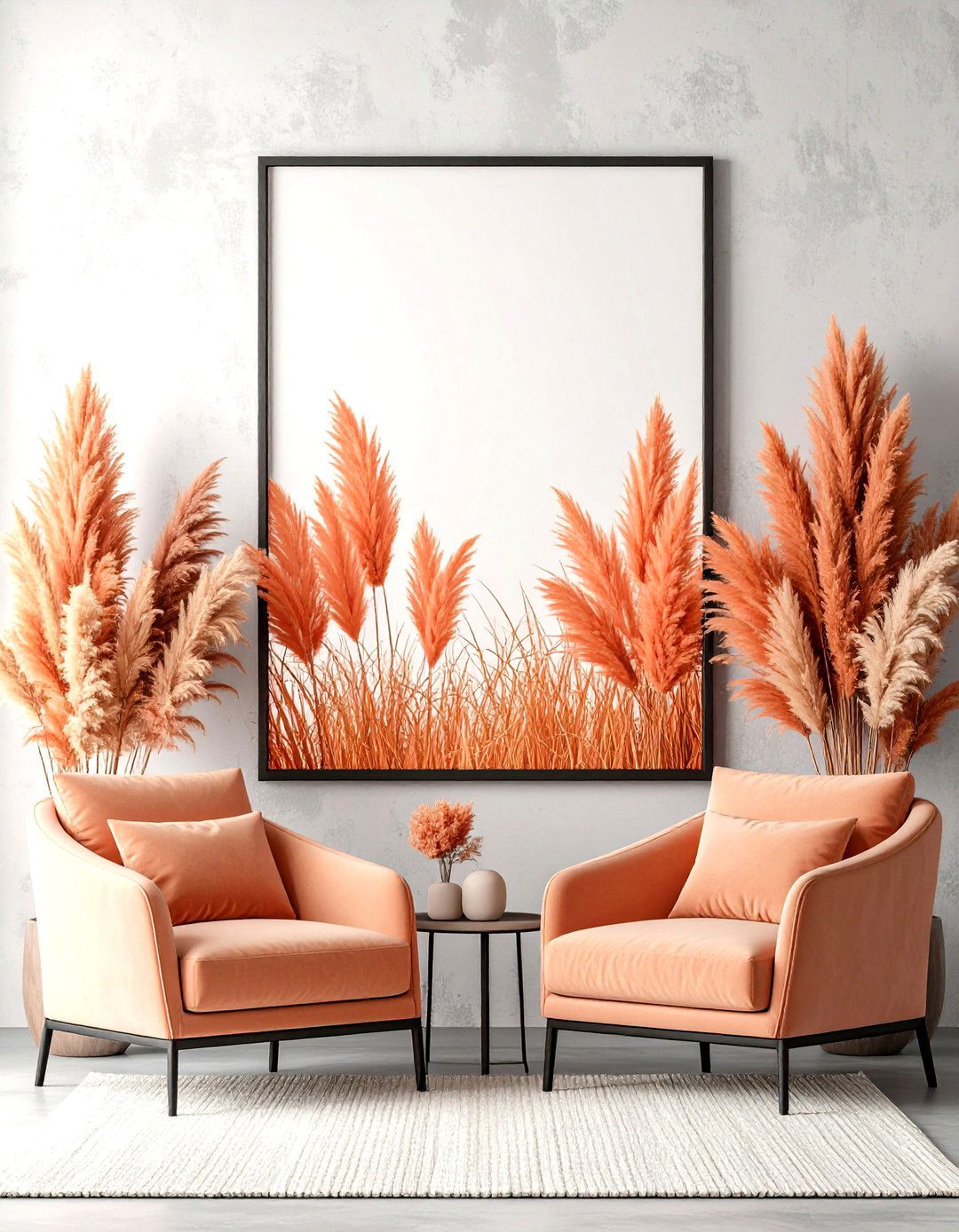 Ombre Dyed Pampas Grass Art Frame - 25 pampas grass decor ideas