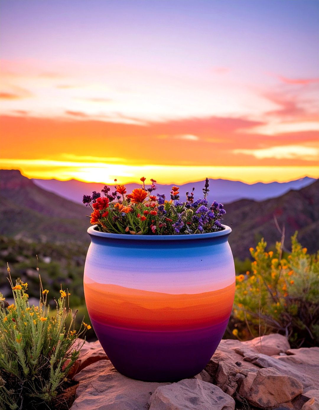 Ombre Gradient Painted Pot - 25 painted pot ideas