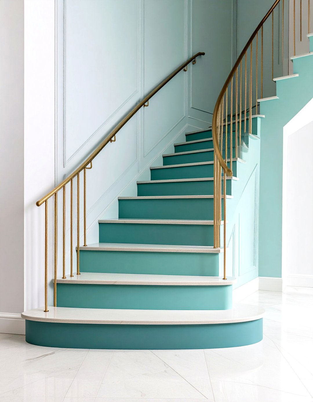 Ombre Painted Stairs Create Gentle Flow - 25 painted stair ideas