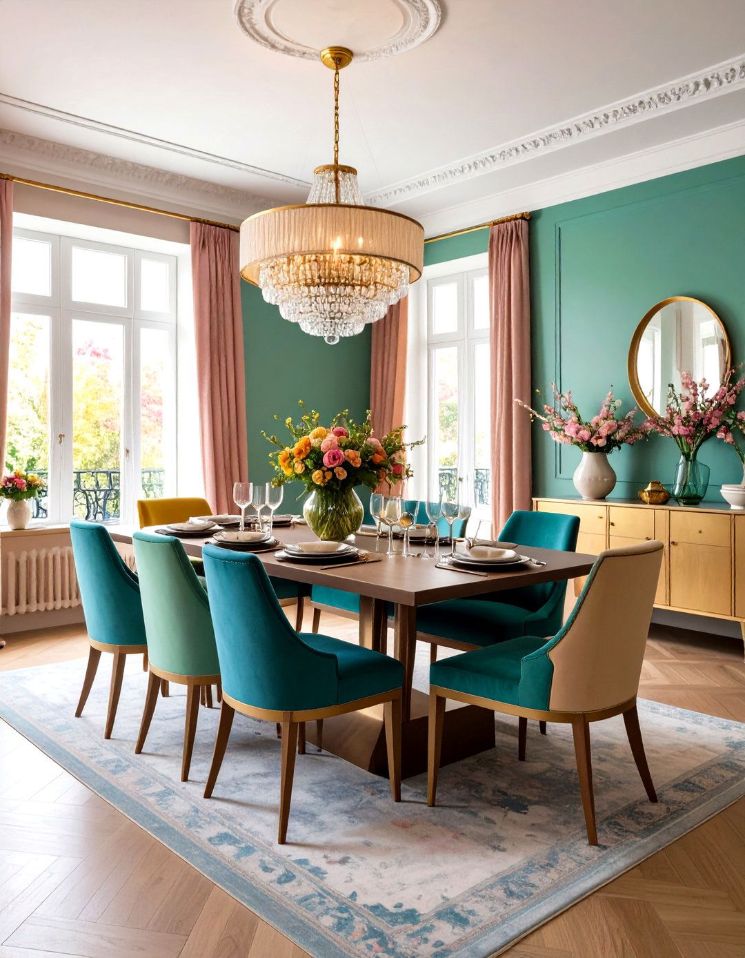 Ombre Painted Walls for Modern French Flair - 25 parisian dining room ideas